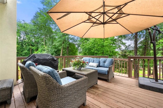 3714 Westbrooke Cir NE, Brookhaven, GA 30319 - wooden terrace featuring an outdoor hangout area and grilling area