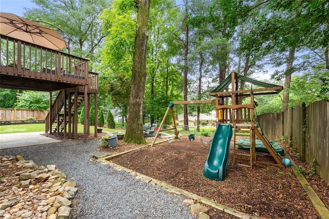 3714 Westbrooke Cir NE, Brookhaven, GA 30319 - view of playground with stairway and a deck