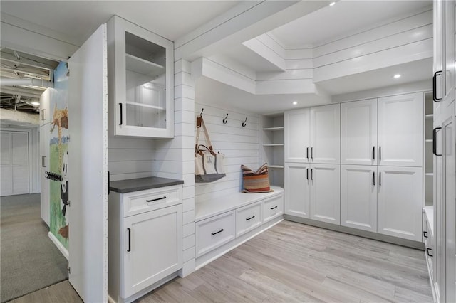 mudroom featuring light wood-style floors