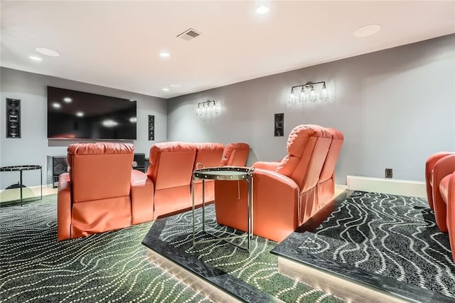 view of carpeted cinema room