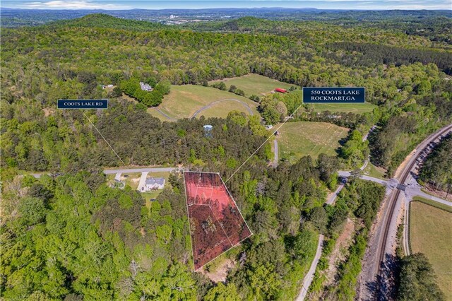 bird's eye view of a heavily wooded area