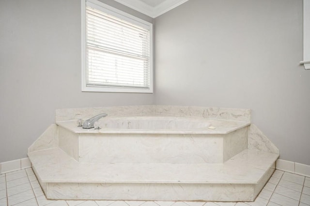 2689 Spring Rock Ct NE, Roswell, GA 30075 - full bathroom featuring a bath, tile patterned floors, and crown molding