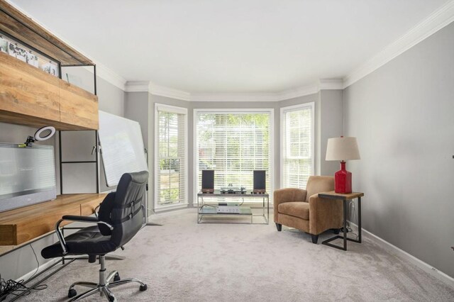 2689 Spring Rock Ct NE, Roswell, GA 30075 - carpeted office with ornamental molding and baseboards