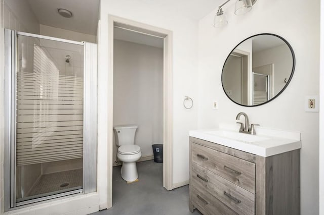 2689 Spring Rock Ct NE, Roswell, GA 30075 - full bathroom featuring a shower stall, vanity, and finished concrete flooring