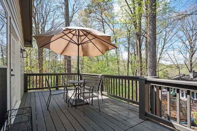 2689 Spring Rock Ct NE, Roswell, GA 30075 - wooden terrace with outdoor dining space