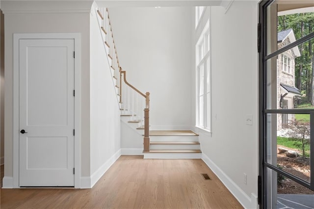 384 Hickory Pass, Alpharetta, GA 30004 - staircase with wood finished floors and baseboards