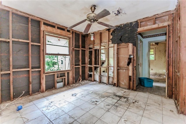 misc room featuring ceiling fan