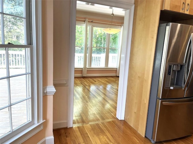 4770 Powers Park Ct NE, Marietta, GA 30067 - kitchen featuring stainless steel fridge, light wood-type flooring, and baseboards