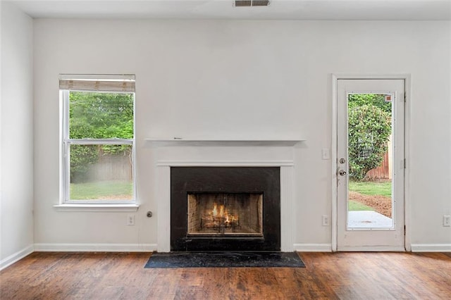 4515 Ambassador Way, Cumming, GA 30040 - detailed view of wood finished floors, a fireplace with flush hearth, and baseboards