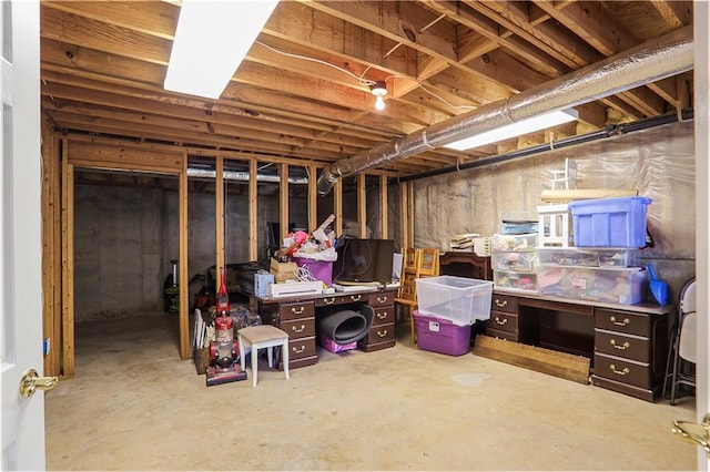 view of unfinished basement