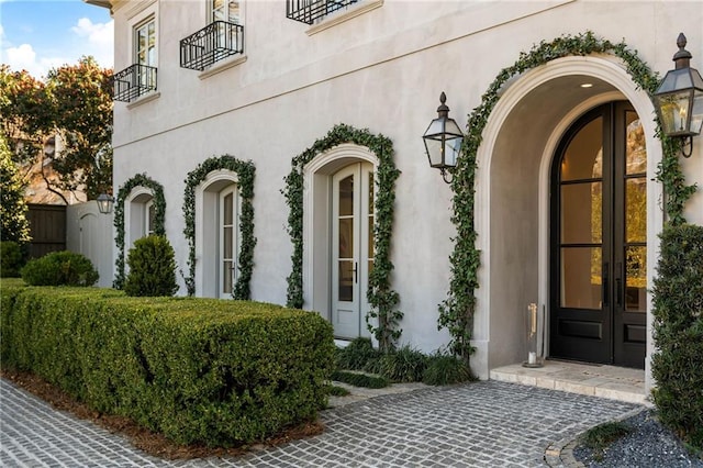 property entrance with french doors