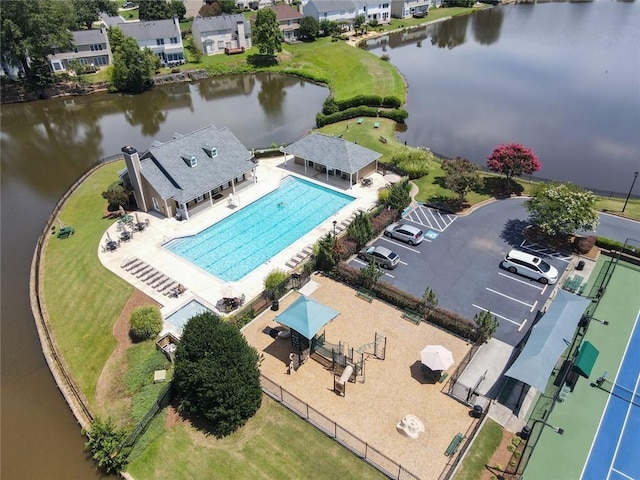 4000 Longlake Dr, Duluth, GA 30097 - aerial view of a pool area and a large body of water