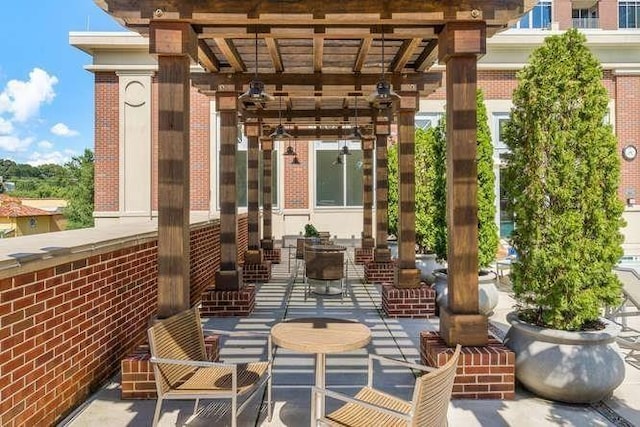 view of patio / terrace featuring a pergola