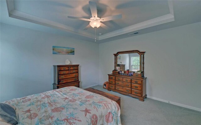 6003 Rollingwood Way, Hoschton, GA 30548 - carpeted bedroom with a tray ceiling and ceiling fan