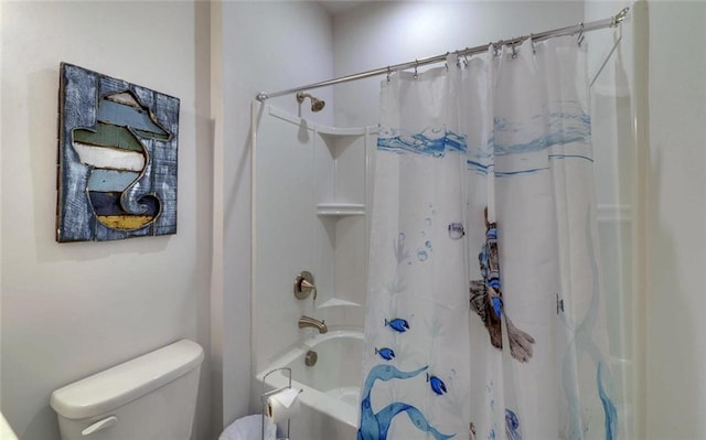 6003 Rollingwood Way, Hoschton, GA 30548 - bathroom with toilet and shower / bath combination with curtain