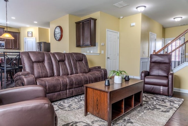 living room with hardwood / wood-style floors