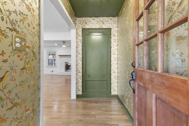 interior space with light hardwood / wood-style flooring