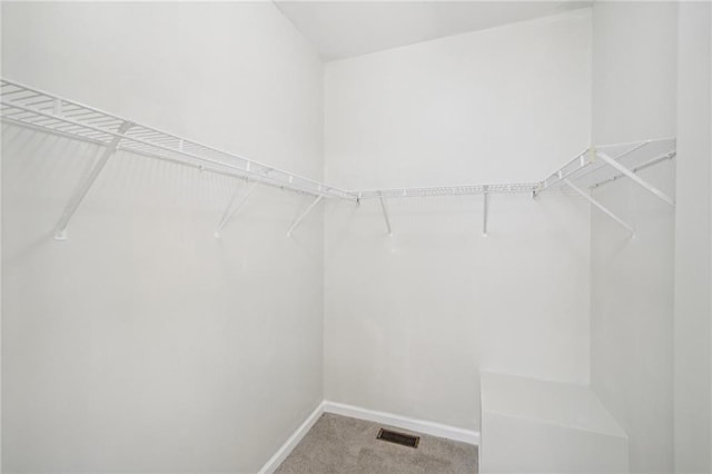 walk in closet featuring carpet and visible vents