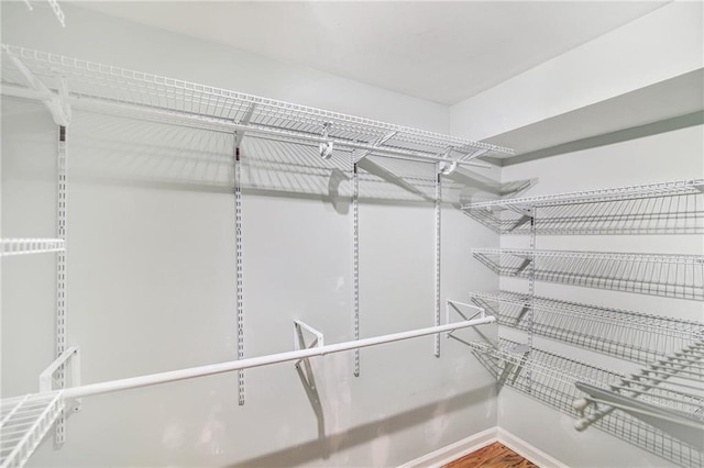 spacious closet with wood finished floors