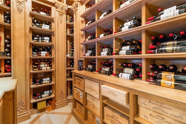 view of wine cellar