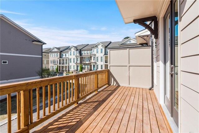 deck with a residential view