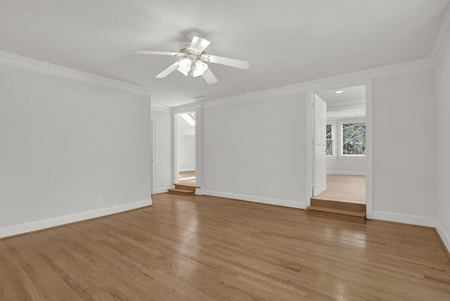 2010 Riverside Rd, Roswell, GA 30076 - unfurnished room featuring light wood-type flooring, baseboards, a ceiling fan, ornamental molding, and recessed lighting