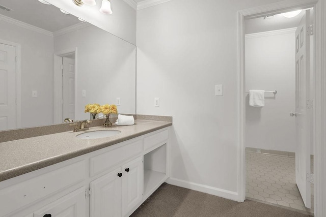 2010 Riverside Rd, Roswell, GA 30076 - bathroom with vanity, crown molding, and baseboards