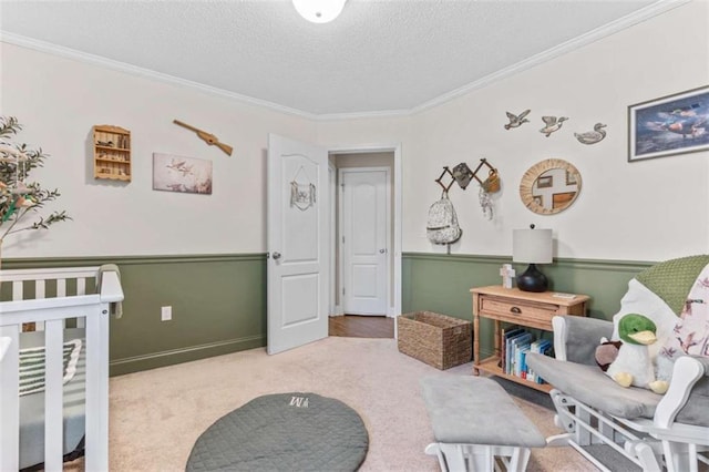 102 Blackstone Ct, Kathleen, GA 31047 - bedroom with a textured ceiling, crown molding, and carpet flooring
