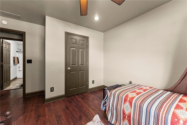 5995 Wellington Ave, Gainesville, GA 30506 - bedroom with wood finished floors, baseboards, recessed lighting, and ceiling fan