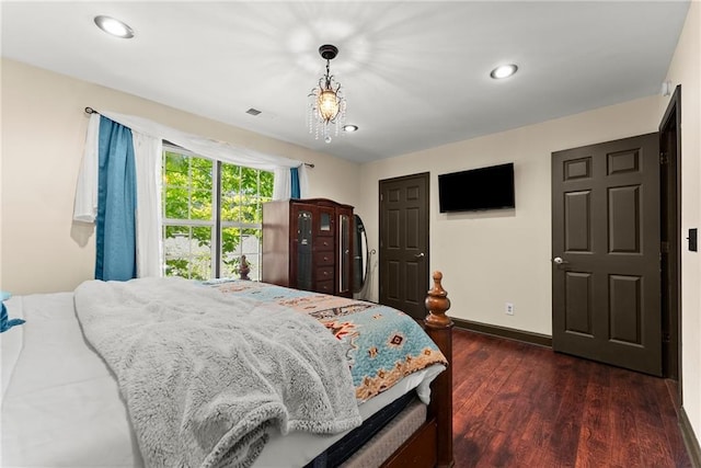 5995 Wellington Ave, Gainesville, GA 30506 - bedroom featuring dark wood-style flooring, baseboards, and recessed lighting