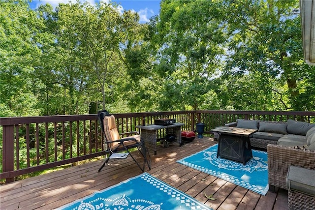 5995 Wellington Ave, Gainesville, GA 30506 - wooden deck with an outdoor living space with a fire pit