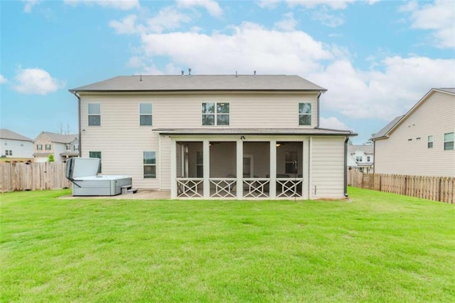 72 Whistling Dr, Jefferson, GA 30549 - back of house featuring a hot tub and a sunroom