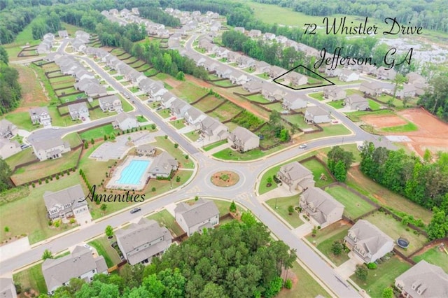 72 Whistling Dr, Jefferson, GA 30549 - aerial perspective of suburban area featuring a pool area