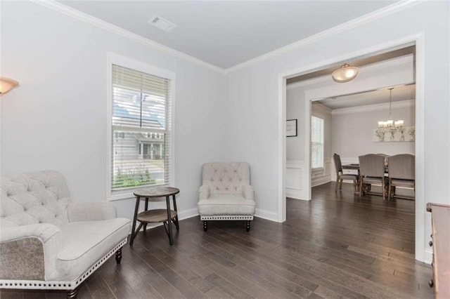 72 Whistling Dr, Jefferson, GA 30549 - sitting room featuring crown molding, a chandelier, and wood finished floors
