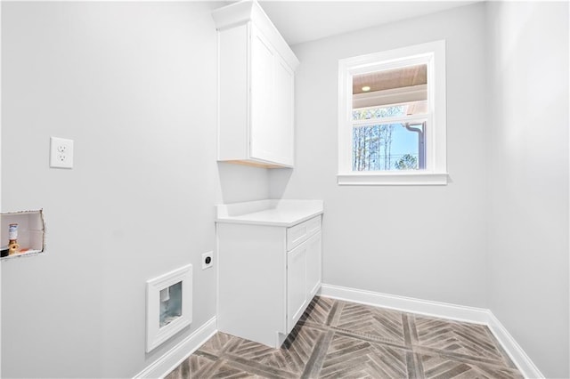 laundry room with washer hookup, hookup for an electric dryer, and cabinets