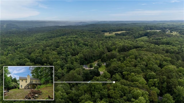 115 Donna Dr, Dawsonville, GA 30534 - view from above of property with a heavily wooded area and property boundaries highlighted
