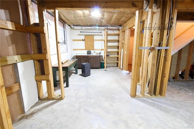 view of unfinished basement