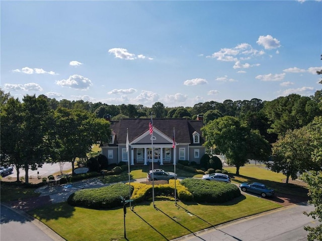 view of front of home with a front yard