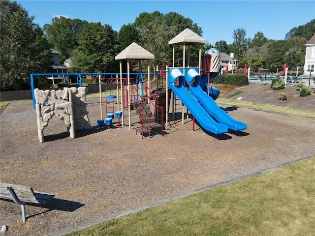 communal playground with fence