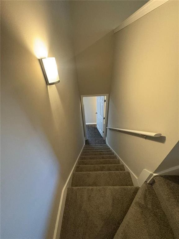 12 Barrington Ct, Sharpsburg, GA 30277 - staircase featuring carpet flooring and baseboards