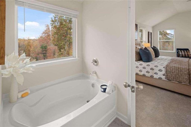 3064 Steinbeck Way, Atlanta, GA 30344 - bathroom with a garden tub and lofted ceiling