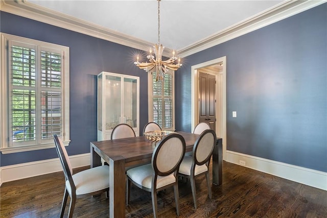 175 Centennial Trce, Roswell, GA 30076 - dining space with a chandelier, ornamental molding, and dark wood-style flooring