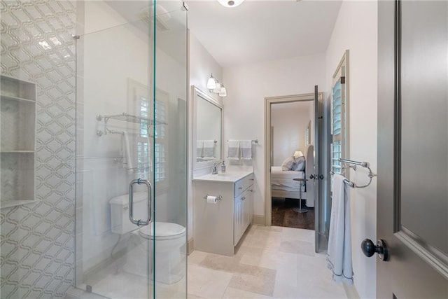 175 Centennial Trce, Roswell, GA 30076 - ensuite bathroom with a stall shower, vanity, and french doors