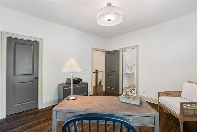 175 Centennial Trce, Roswell, GA 30076 - office area with baseboards and dark wood-style floors