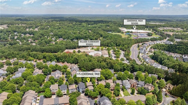 175 Centennial Trce, Roswell, GA 30076 - aerial view of residential area featuring a heavily wooded area