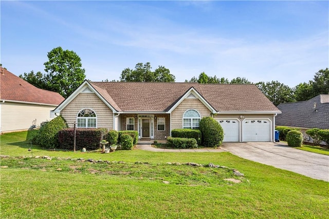 99 Rainwater Ln, Dallas, GA 30157 - single story home featuring an attached garage, concrete driveway, a front yard, and a shingled roof
