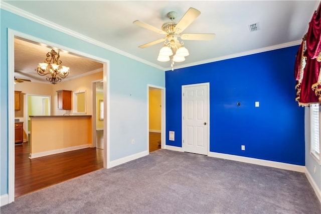 99 Rainwater Ln, Dallas, GA 30157 - unfurnished bedroom with carpet floors, ornamental molding, a chandelier, and baseboards