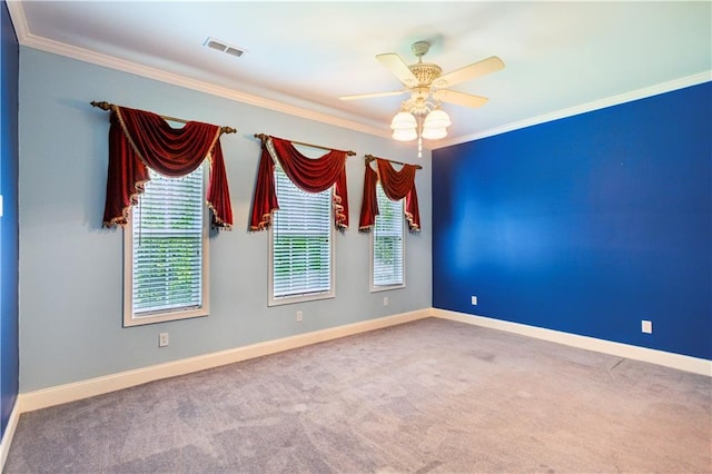 99 Rainwater Ln, Dallas, GA 30157 - unfurnished room featuring crown molding, a ceiling fan, carpet, and baseboards