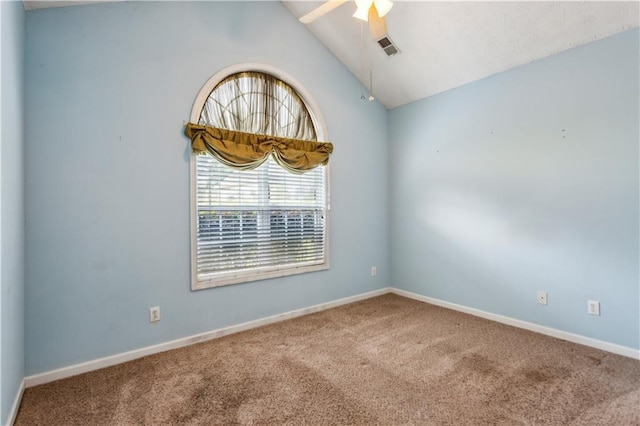 99 Rainwater Ln, Dallas, GA 30157 - carpeted empty room featuring ceiling fan, vaulted ceiling, and baseboards