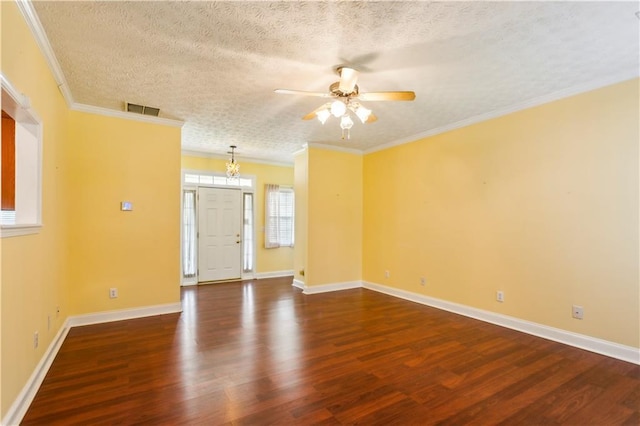 99 Rainwater Ln, Dallas, GA 30157 - empty room with wood finished floors, a ceiling fan, baseboards, a textured ceiling, and ornamental molding